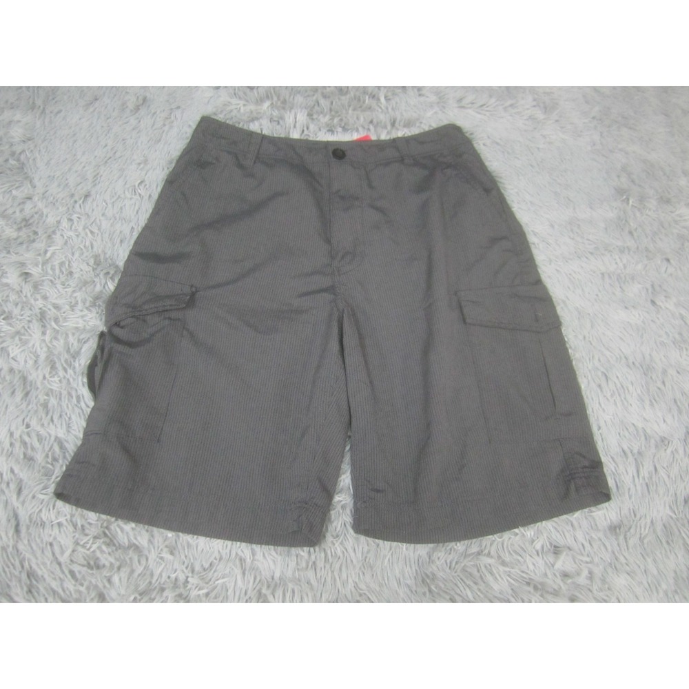CSG Shorts Mens 34 Gray Cargo Pockets Casual Chino Flat Front